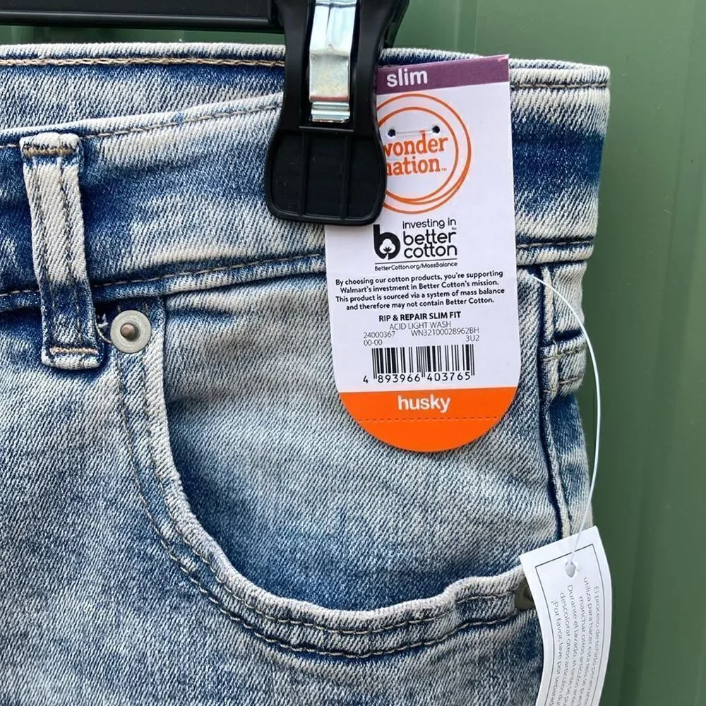 Boys Rip & Repair Slim Fit Denim Jeans Pants Size 14 Husky